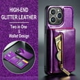 thumbnail image 2 of Decase Wallet Case For iPhone 14 Pro Max 6.7 inch, Glitter Bling Zipper Purse PU Leather RFID Cards Holder Slots Back Magnetic Shocklproof Protective Cover for iPhone 14 Pro Max, Darkpurple, 2 of 9