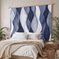 thumbnail image 3 of Navy Blue Tapestry for Bedroom Wall Hanging Tapestry, Modern Moire Abstract Ripple Geometric Ceiling Backdrop Tapestries Poster Blanket Wall Decor for Teens Room Living Room Dorm 55" x 73", 3 of 8