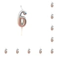 thumbnail image 1 of Bewildely Pastel Aniversario Prop Número Forma Pasteles Decoración Sin humo Tealights Accesorios de vacaciones Velas de cumpleaños Plata 6 Plata seis 10piezas Bewildely CBP485366, 1 of 6