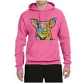 thumbnail image 3 of Dean Russo The Pig Animal Lover Unisex Graphic Hoodie Sweatshirt, Neon Pink, X-Large, 3 of 6