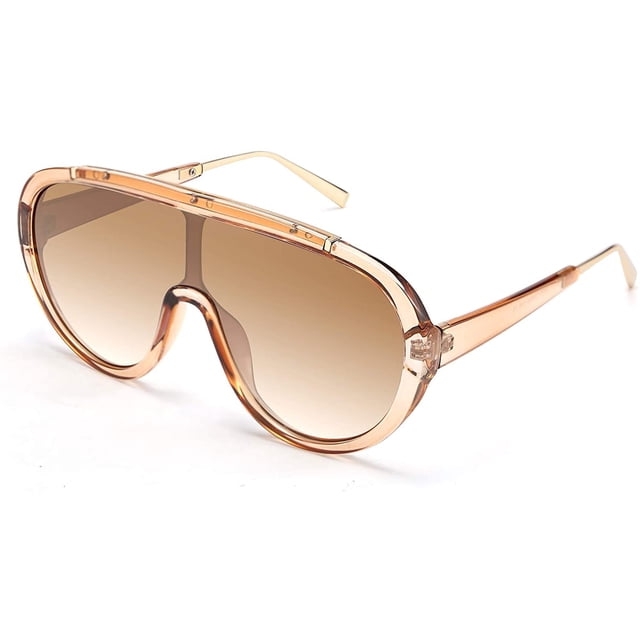 FEISEDY Lunettes de Soleil une Pièce Surdimensionnées Femmes Hommes Mode Verres Siamois Design Rétro B2580