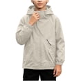 thumbnail image 2 of Kids Hooded Jacket Long Sleeve Zip Up Jacket Mid Size Windproof Slight Waterproof Coat Daily Casual Outerwear for Boys, 2 of 9