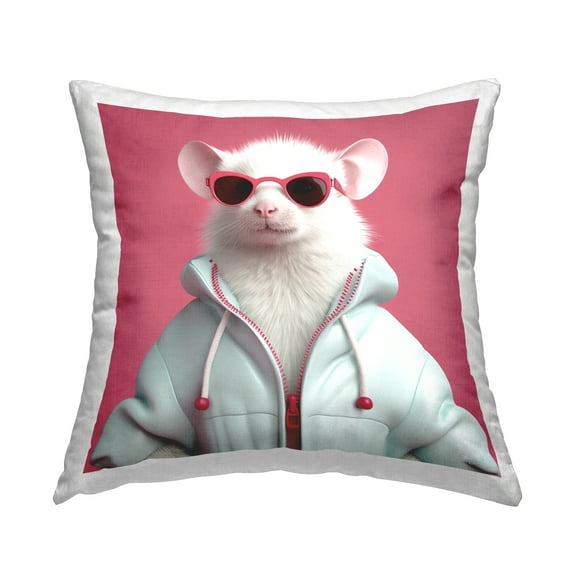 Stupell Industries Mouse Fashion Jacket Decorative Printed Throw Pillow, 18 x 18