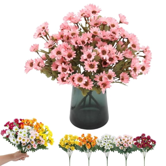 Artificial Mums Flower 1 Stem Yellow for Outdoor Garden Porch Decor
