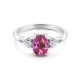 thumbnail image 2 of Gem Stone King 925 Sterling Silver Pink Mystic Topaz and White Topaz 3-Stone Rings for Women (1.38 Cttw, Gemstone, Oval 8X6MM, Available in Size 5, 6, 7, 8, 9), 2 of 4