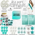thumbnail image 2 of 66th Birthday Decorations, 66th Birthday Party Supplies, 66th Birthday Banner Teal Green, Confetti Balloons Her, 66 Cake Topper, 66th Gifts, 2 of 5