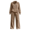 thumbnail image 4 of Gamivast Sweatsuits 2 Piece Set for Women Half Zip Pullover Sweatshirt Wide Leg Pants Two Piece Fall Winter Activewear Khaki XXL, 4 of 6