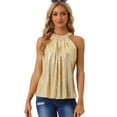 thumbnail image 1 of Camiseta sin mangas Allegra K brillante con lentejuelas Oro S, 1 of 6
