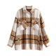 thumbnail image 1 of TEELYNN Camisa a cuadros violeta para mujer Chaquetas Vintage de manga larga Casual Otoño Invierno Ropa de calle cálida Abrigo de mezcla de tweed, 1 of 5