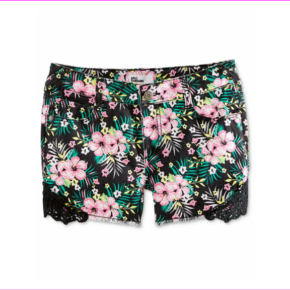 Epic Threads By Macy's Girls' Crochet Trim Shorts, Deep Black, Size 10, $28