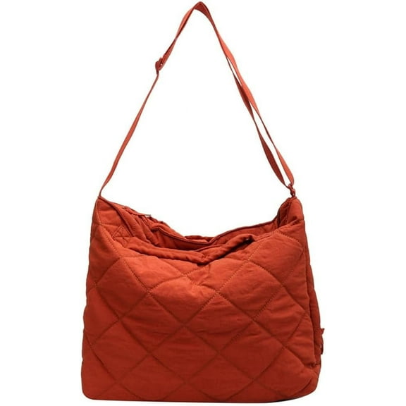 Kukuzhu Quilted Tote Bag for Women Padding Down Hobo Bag Casual Large Shoulder Bag