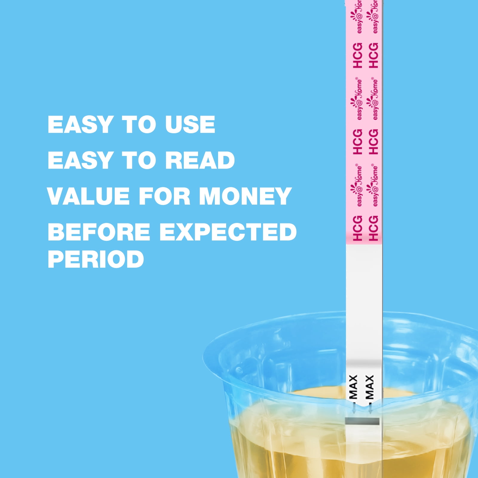 Easy@Home Ovulation & Pregnancy Test Strips Kit - 25 LH Ovulation Tests + 10 HCG Pregnancy Tests + 35 Large Urine Cups - Powered by Premom Ovulation App