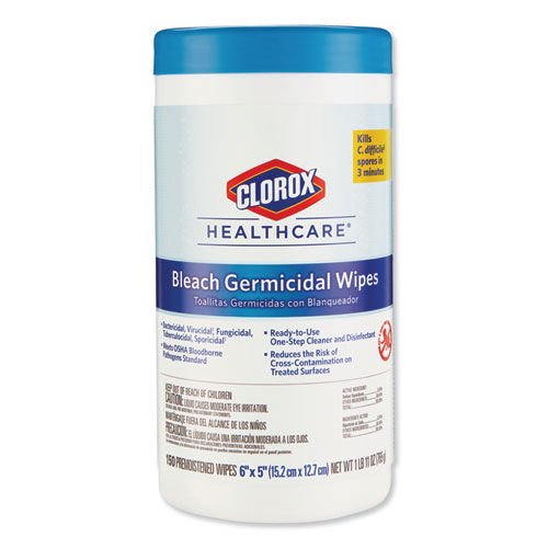 Clorox Healthcare 30577 6 in. x 5 in. Unscented Germicidal Bleach Wipes