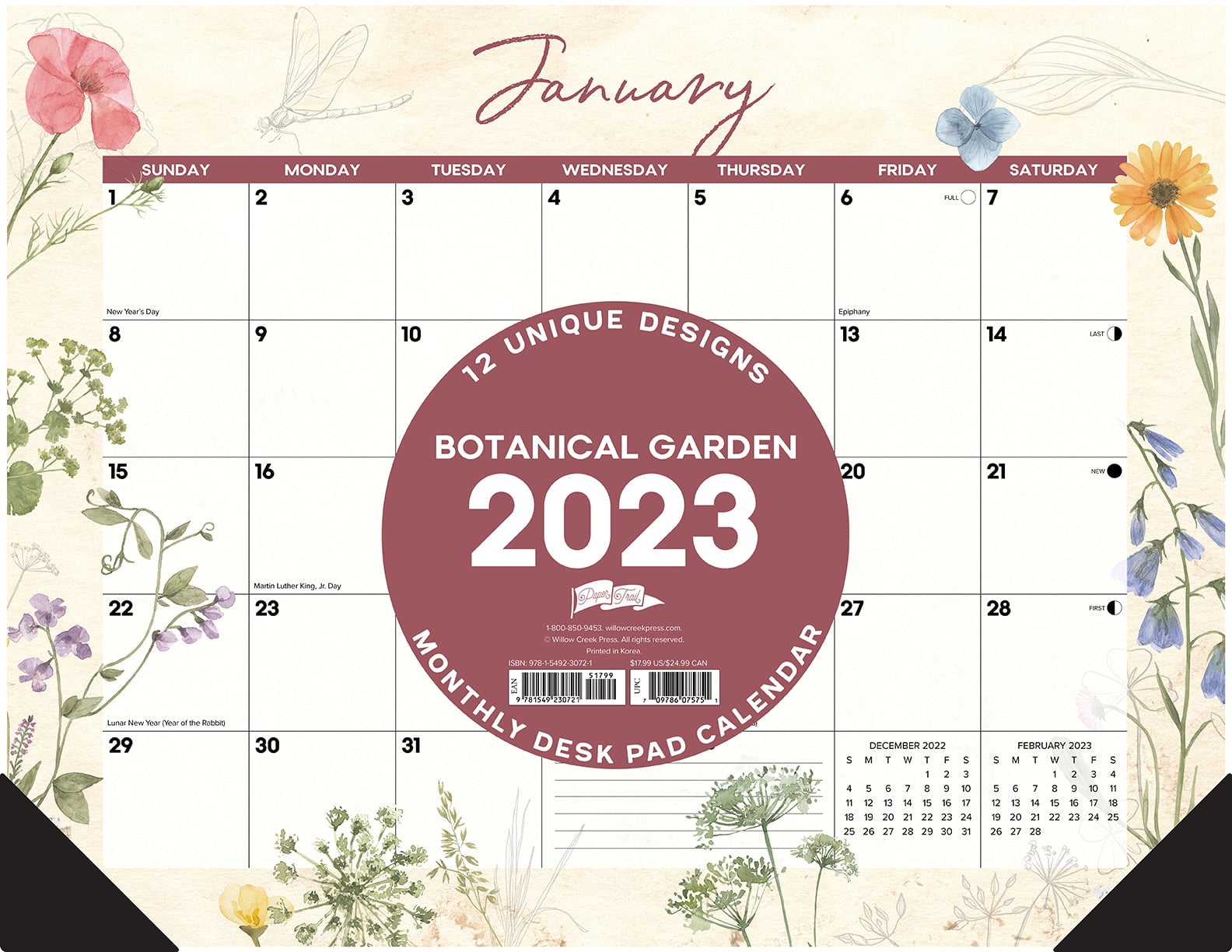 Botanical Garden 2023 22' x 17' Large Monthly Deskpad