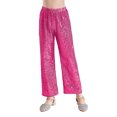 thumbnail image 3 of Lejafay Kids Girls Sparkly Sequins Dance Pants Elastic Waist Bottoms Trousers Hip Hop Jazz Disco Dancewear Hot Pink 16, 3 of 7