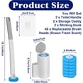 thumbnail image 2 of Disposable Toilet Brush and Holder Set, Extended Handle Toilet Bowl Cleaner Wand with 48 Refills Replacement Heads Pads Bathroom Maintenance Bathtub Stick Cleaning System Starter Kit, 2 of 4