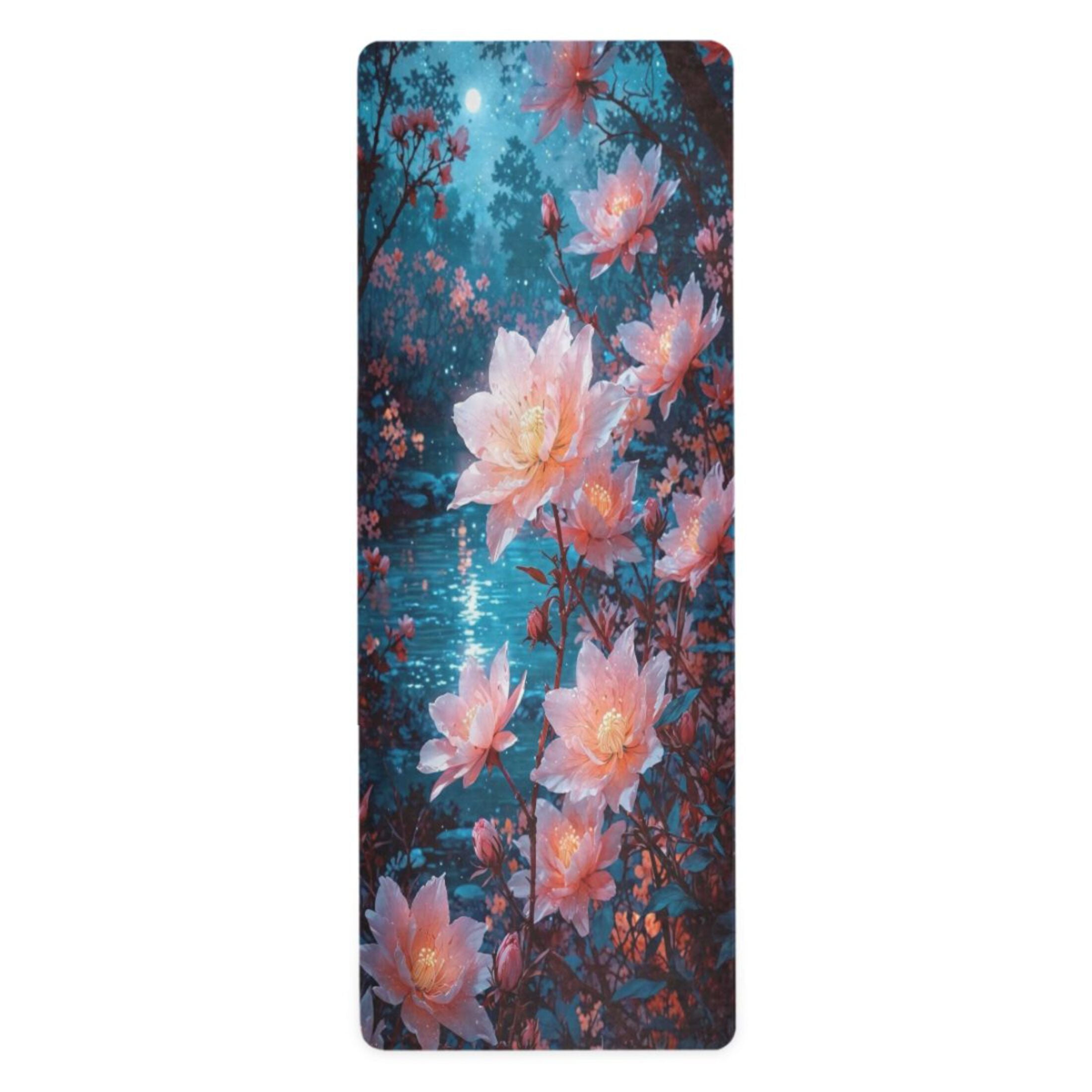 BZSMCE Yoga Mat Women Fitness Mat Moonlit Blossom Pattern