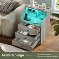 ADORNEVE Nightstand Set of 2 with Charging Station and LED Lights