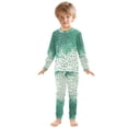 thumbnail image 6 of FORMRS Long Sleeve Top and Pants Pajama Set for Niños 2-Piece Sleepwear, Sizes 18M-8Y, Green and White Pattern, 6 of 6