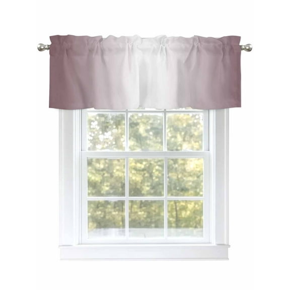 Ombre Purple Valances for Windows, Rod Pocket Kitchen Valance Curtains - Soft & Washable Small Window Treatment for Living Room, Bathroom, Gradient Color Light Purple 54x18inch, 1 Panel
