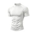 thumbnail image 4 of EOYWHK Men's Athletic Shirts & Tees Mock Neck Soft Stretch Compression Shirts Short Sleeve Slim Fit Casual Tee for Sport Training Workou White L, 4 of 4