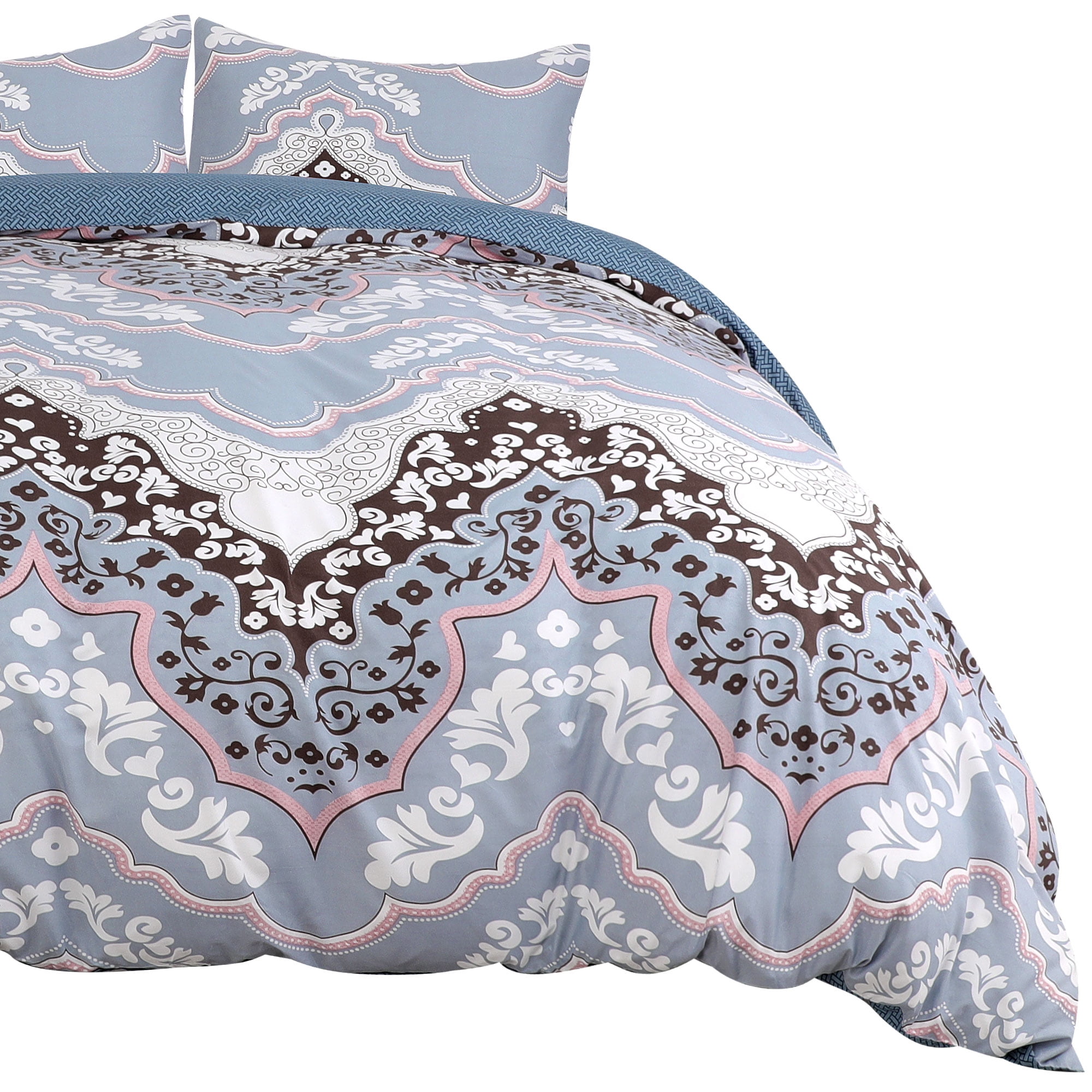 Unique Bargains Royal Palace Bedding Duvet Cover Set Blue and Gray Twin