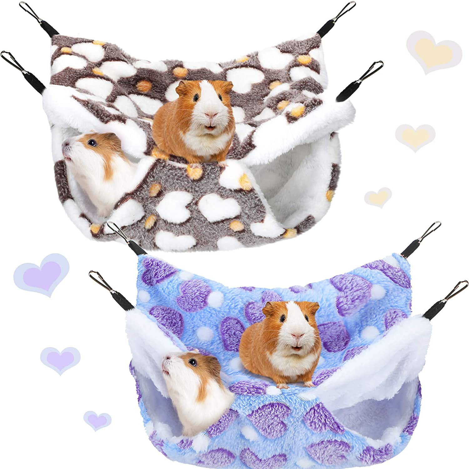 Small, Coffee Warm Hammock for Parrot Ferret Squirrel Hamster Rat Playing Sleeping Bunkbed Sugar Glider Hammock Small Pet Cage Hammock Guinea Pig Cage Accessories Bedding 