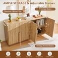 thumbnail image 4 of WIRRYTOR 63" Mid-century Modern Arched Grooved Sideboard Cabinet, 4-Door Buffet Sideboard with Adjustable Shelves, Natural Storage Credenza TV Stand, 4 of 9