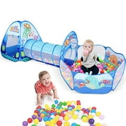 ZNCMRR Kids Play Tunnel Tent Crawl Tunnel & Ball Pit with Basketball Hoop Foldable Ocean Series Tents for Boys Girls Babies Toddlers for Indoor Outdoor Pop-Up Tent