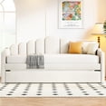 thumbnail image 2 of Stylish Beige Velvet Twin Size Daybed With Trundle And Advantage Sized Charging, Soft Sofabed, 2 of 2