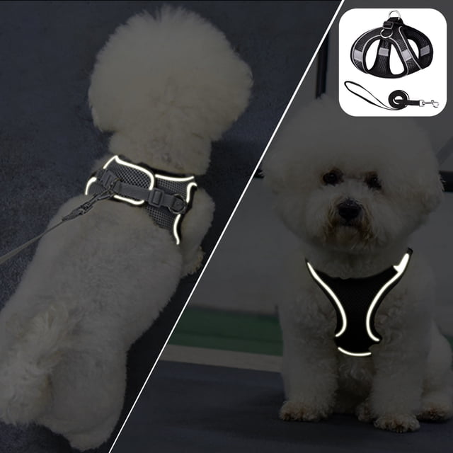 Soft Mesh Dog Harness And Leash Set For Walking Summer Step In Vest Harness Reflective Bands Adjustable No Pull Pet Supplies For Small Dogs And Cats Puppy Sweaters for Small Dogs Extra Small Belly