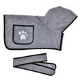 thumbnail image 3 of Super Absorbent Pet Towel Soft Dog Bathrobe With Hood And Belt For Large Medium Small Dogs New, 3 of 5
