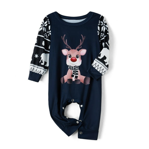 TSEXIEFOOFU Family Matching Pajamas Christmas Elk Print Long Sleeve Tops and Stretch Casual Pants Sleepwear