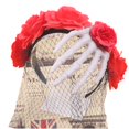 thumbnail image 1 of Red Diadema con forma de flor y esqueleto para mujer, diadema para maquillaje, decoraciones para el cabello de carnaval, 1 of 5
