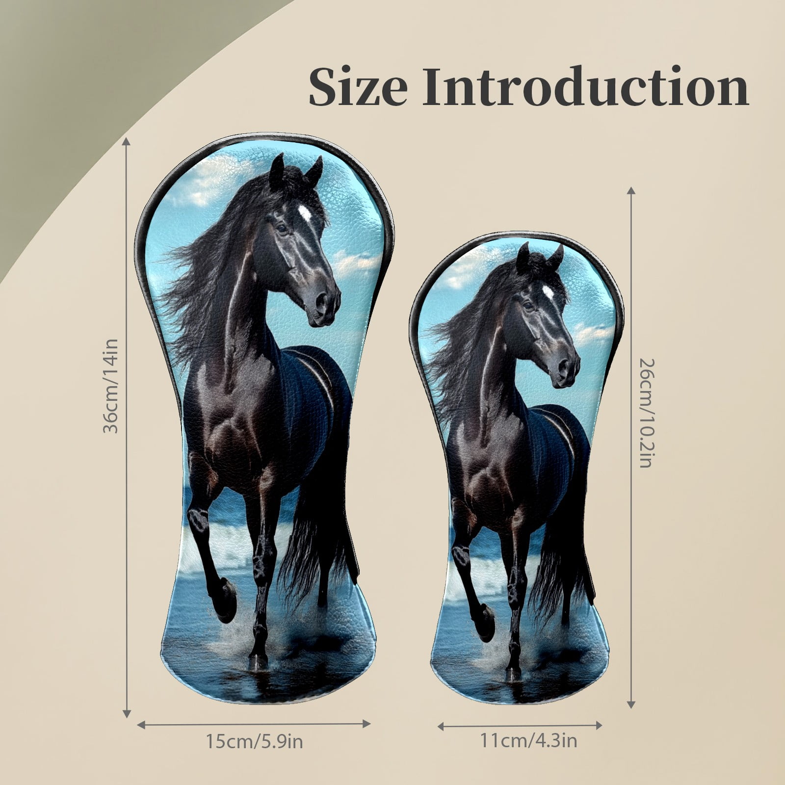 Golf Club Head Covers Majestic Stallion Waterproof Leather Golf Head Covers for Men Women Driver Head Cover Fairway Headcover for Golf Lovers