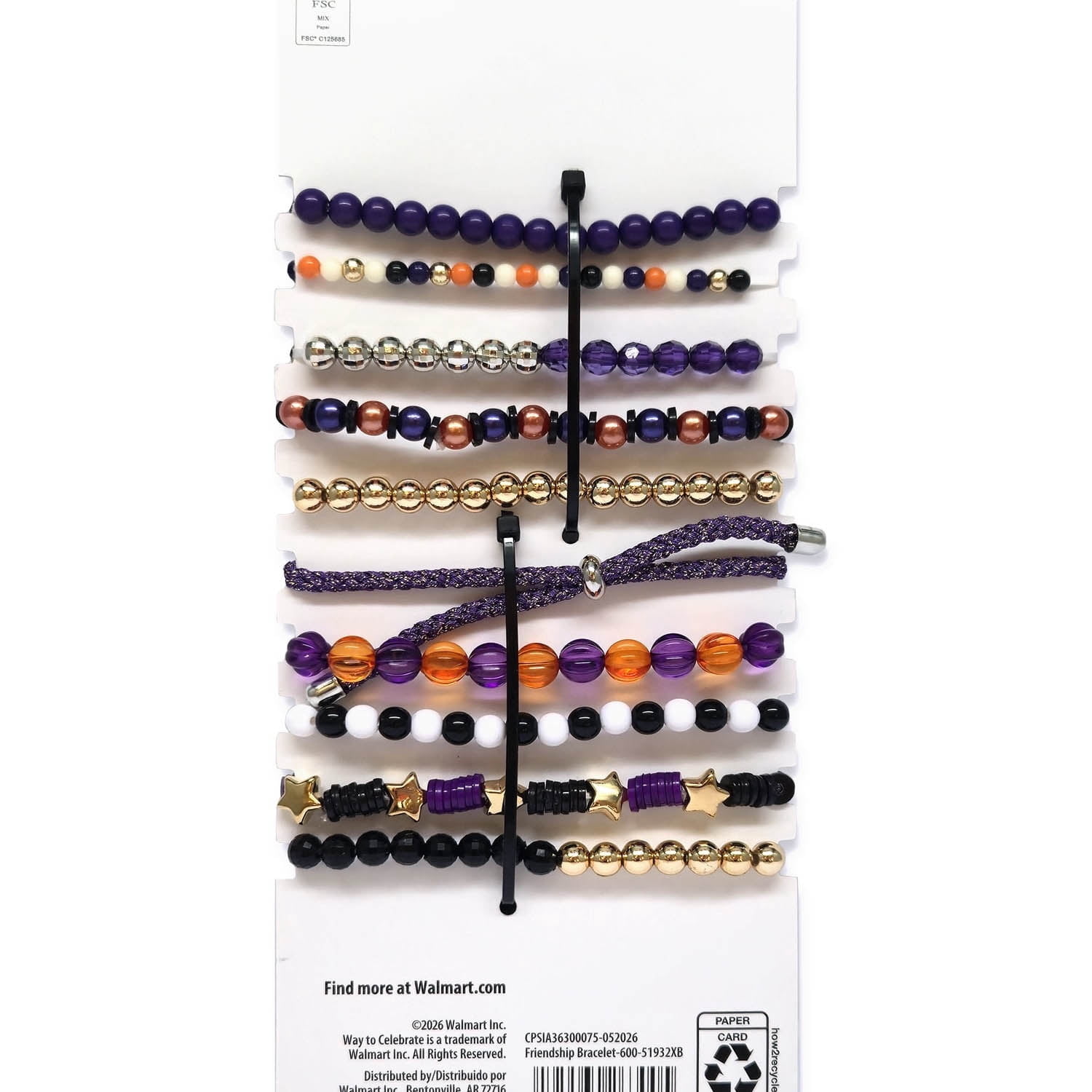 Friendship Bracelets Costume Accessory Set for Children, Purple and Black, 10 Pieces, Halloween by Way To Celebrate