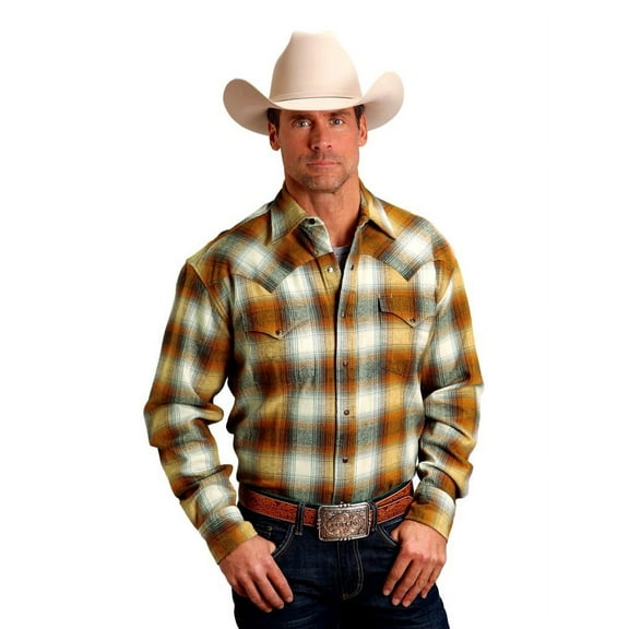 Stetson Western Shirt Mens L/S Collar L Brown 11-001-0478-6055 BR