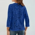 thumbnail image 4 of Breezora Ladies V Neck Three Quarter Sleeve Lace Knit Cardigan Open Front Lightweight Cover Up XXXXXL Size Blue, 4 of 4