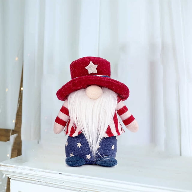 Muñeco gnomo patriótico | Decoraciones para el 4 de julio y el Día de la Independencia | Gnomo navideño artesanal para la decoración del hogar | Decoración de mesa y estante