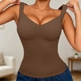 thumbnail image 2 of KHONTS Women's Shapewear Tops Bulit in Bra Shapewear Tank V-Neck Compression Tank Tops for Tummy Control Shapewear Camisole Brown M, 2 of 4