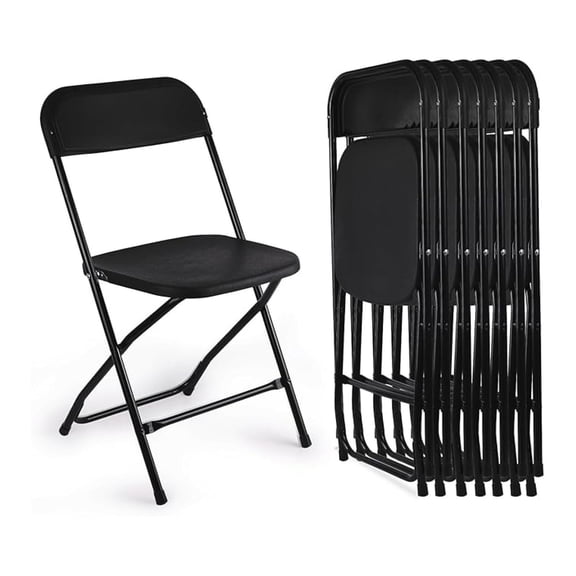 8 Pack Black Folding Chairs, Portable Stackable Foldable Chair, Indoor Outdoor Plastic Folding Chair for Events/Office/Home/Wedding/Party, 400lbs Capacity