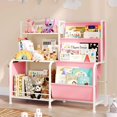 thumbnail image 2 of Kids Bookshelf and Toy Organizer, 3 Tier Girls Pink Bookshelf for Kids, Nursery Book Shelves, Toddler Book Shelf, Kids Book Shelf for Kid Room, White/Pink, 2 of 17