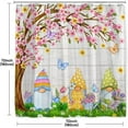 thumbnail image 2 of Spring Gnomes Shower Curtain White Wood Board Flower Butterfly Floral Tree Grassland Bath House Easy Care Polyester Fabric Cute Bathroom Decor Bathtub Sets Home Decorations 72"x72", 2 of 5