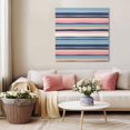 thumbnail image 5 of Blue Pink Striped Wall Art Painting on Canvas, Farmhouse Vintage Stripe Canvas Art Home Prints Wall Art Framed Modern Artwork for Living Room Bedroom Wall Decor 8x8in, 5 of 9