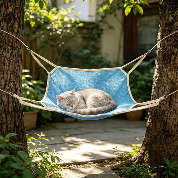 Summer Cat Hammock for Crate, Hanging Cooling Bed for Indoor Outdoor Small Pet Swinging Bed, 23.6x19.7 Inch