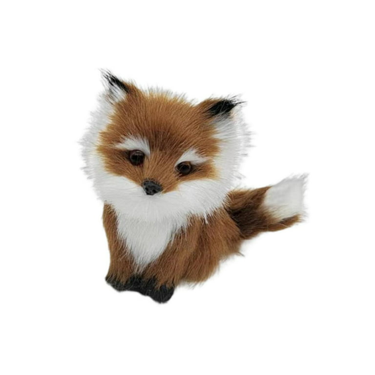 Cute Simulation Fox Lovely Realistic Mini Animal Figure Plush Toy Ornament  Plastic Faux Fur Fox Figurines Animal Model Ornament Car Decoration 