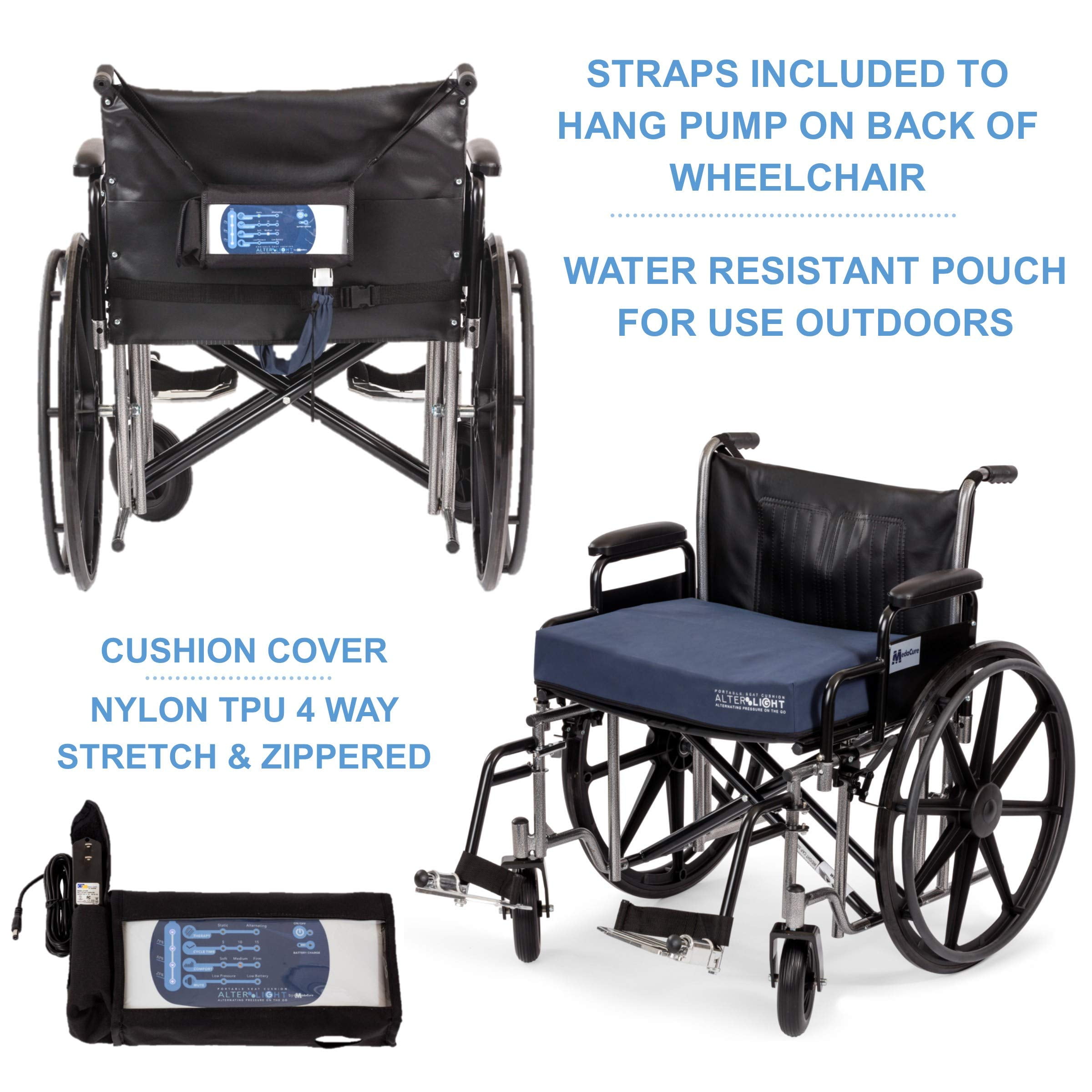 Elmara Wheelchair Cushions Lumbar Pillow & 4 Thick Seat Cushion - Wheelchair Cushions for Adults - Wheelchair Seat Cushions for Back Pain 