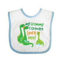 Inktastic My Grammy and Grandpa Love Me Grandson Dinosaur Boys Baby Bib