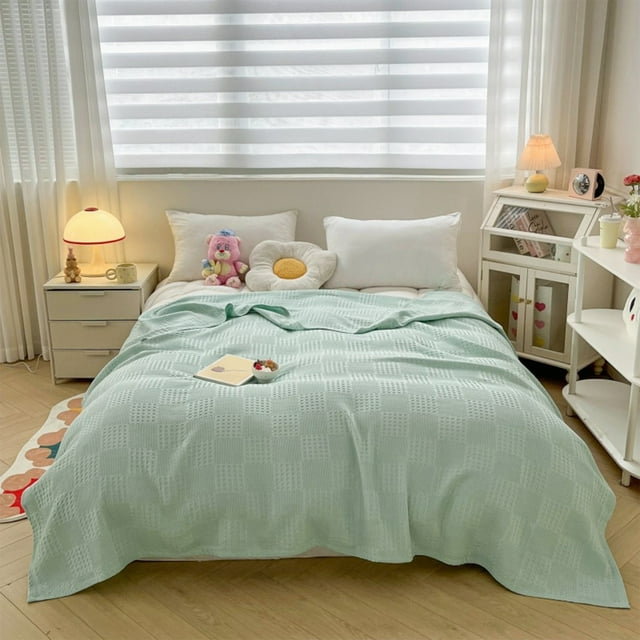 Meitianfacai Couverture en Coton Ajourée Couverture en Coton Simple Serviette Couverture Couverture d'Été Couverture de Sieste Couverture d'Été Fraîche