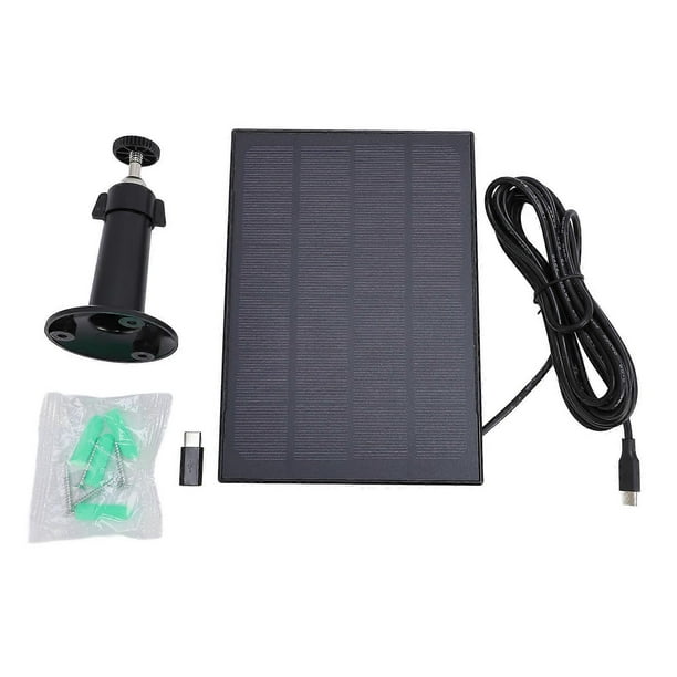 8W Solar Panel for Bird Feeder Camera Type-C IP66 Waterproof 360 Degree Mount Doorbell Solar Panel for Rechargeable Battery Cameras Black